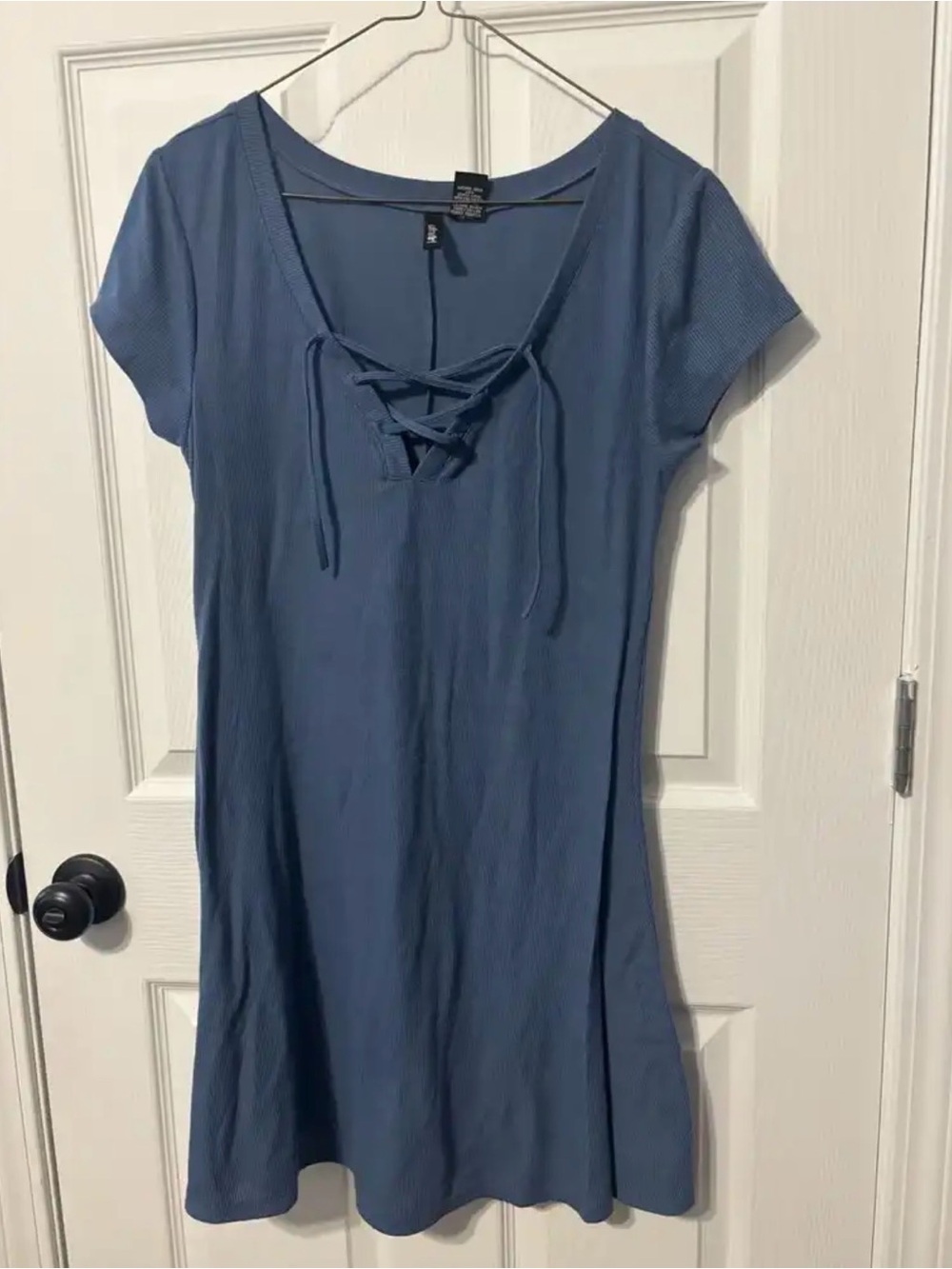 Blue Lace-Up Dress
